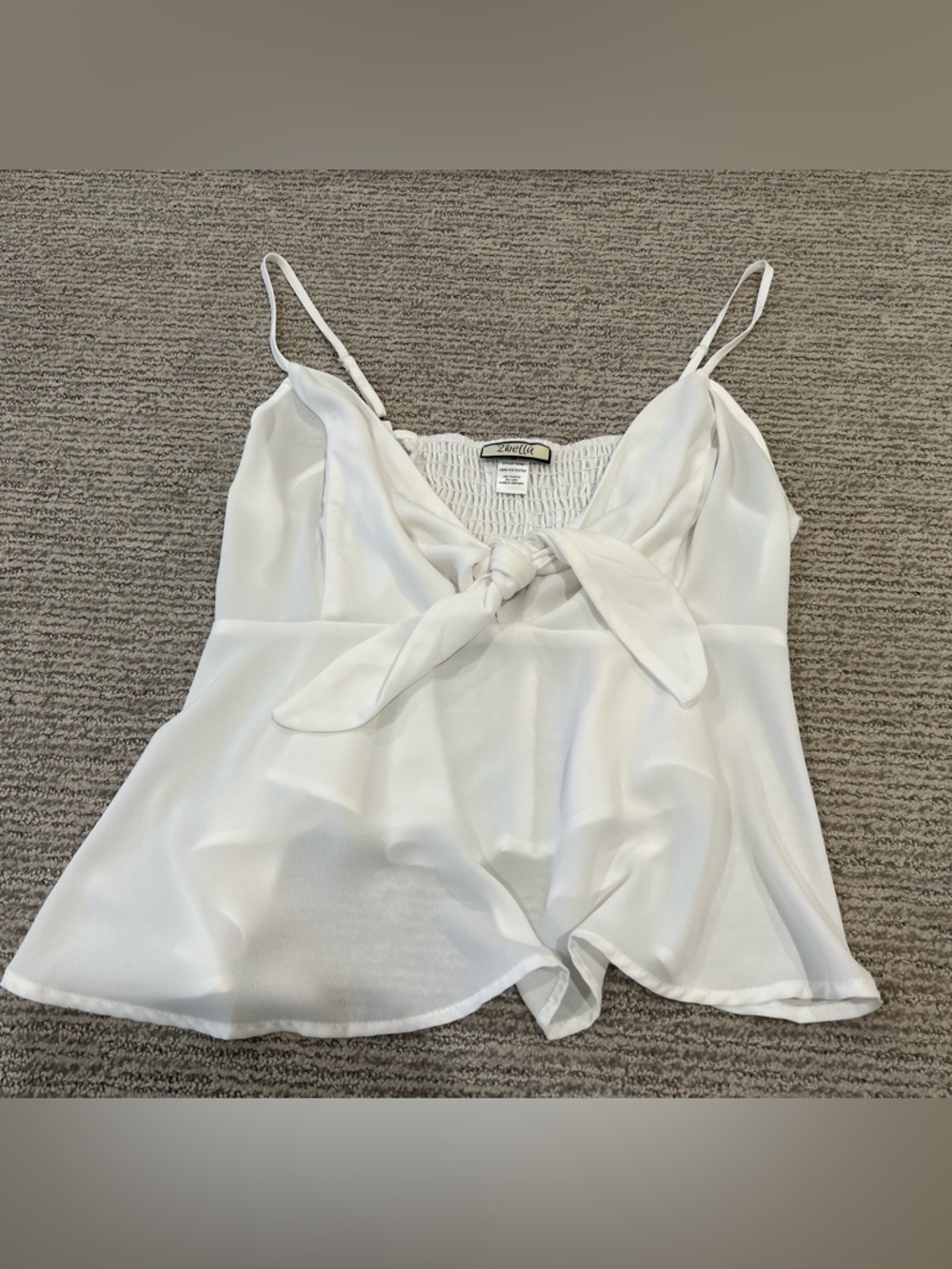 2Bella White Tie-Front Spaghetti Strap Cami
